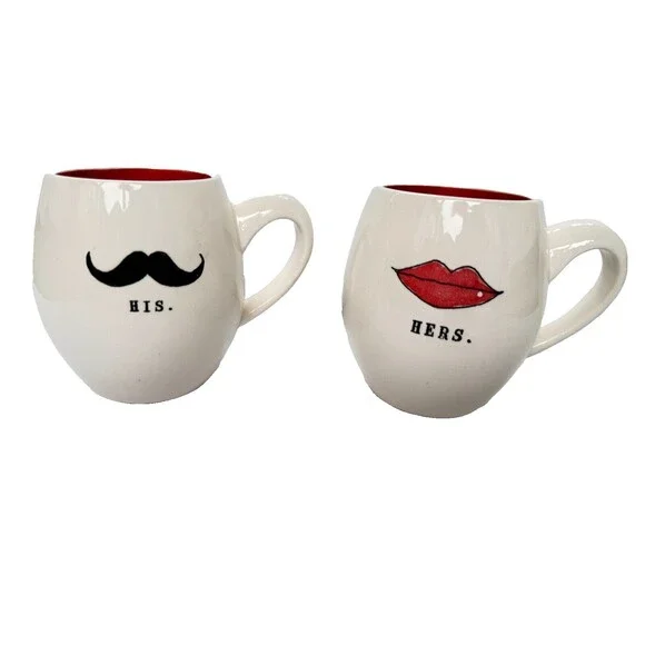 Magenta | Kitchen | His Hers Coffee Mugs 6 Oz Wedding Shower Gifts For  Couples Red White Vintage | Poshmark